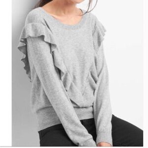 Gap Ruffle Sweater Chic Gray Size S